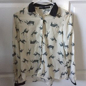 Zara Reindeer print blouse